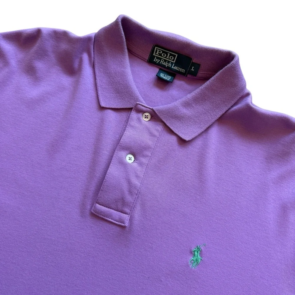 Polo Ralph Lauren Polo Shirt Mens L Purple Classic Fit Short Sleeve Golf Cotton